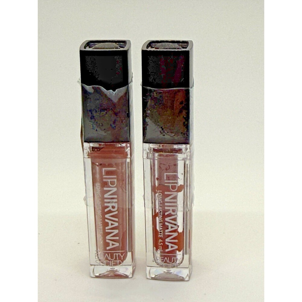 Beauty Society Lip Nirvana Matte Lipstick Set 2 Pc Bali & Fall In Love w Mirror - Picture 2 of 9